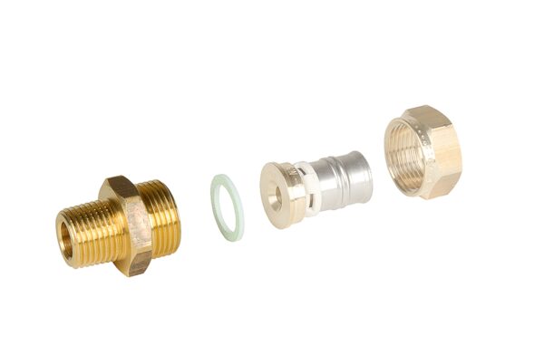 Koppling Alpex-Duo® mässing, utvändig gänga - Bild 2